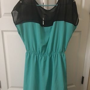 Teal and black mesh dresses